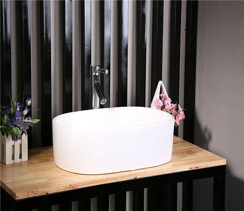 Раковина CeramaLux 9025-1 накладная, белый Раковина CeramaLux 9025-1 накладная, белый