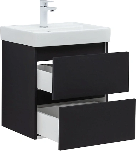 Тумба под раковину Aquanet Вега 2.0 50 черный 00337952 подвесная Тумба под раковину Aquanet Вега 2.0 50 черный 00337952 подвесная