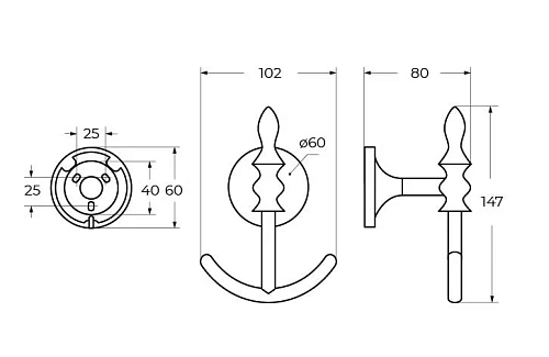 Крючок Art&Max Bohemia (AM-E-4286B-Br) бронза (двойной) Крючок Art&Max Bohemia (AM-E-4286B-Br) бронза (двойной)