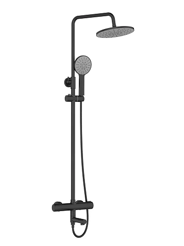 Душевая система Agger Thermo A2461144 термостат с изливом, черный матовый Душевая система Agger Thermo A2461144 термостат с изливом, черный матовый