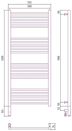 Полотенцесушитель электрический Сунержа Богема 3.0 прямая 1200х500 МЭМ левый 30-5804-1250 Матовый бе Полотенцесушитель электрический Сунержа Богема 3.0 прямая 1200х500 МЭМ левый 30-5804-1250 Матовый бе