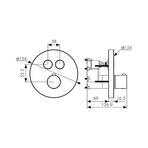 Смеситель для душа Kaiser Sano с термостатом для скрытого монтажа хром 08177 Смеситель для душа Kaiser Sano с термостатом для скрытого монтажа хром 08177