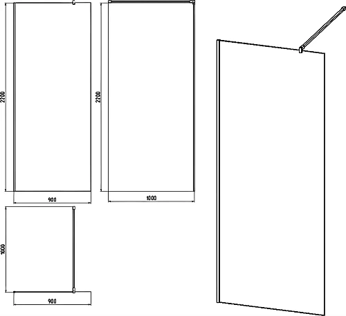 Душевая перегородка STWORKI Берген 90 см, профиль черный матовый, прозрачное стекло 583060 Душевая перегородка STWORKI Берген 90 см, профиль черный матовый, прозрачное стекло 583060