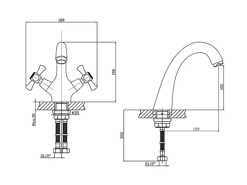 Смеситель для раковины Orange Classic Pro M72-021cr Смеситель для раковины Orange Classic Pro M72-021cr