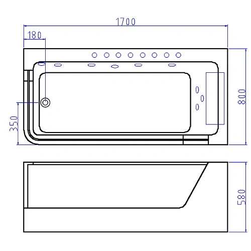 Акриловая ванна Ceruttispa C-494-17R 1700x800x580 гидромассажная Акриловая ванна Ceruttispa C-494-17R 1700x800x580 гидромассажная