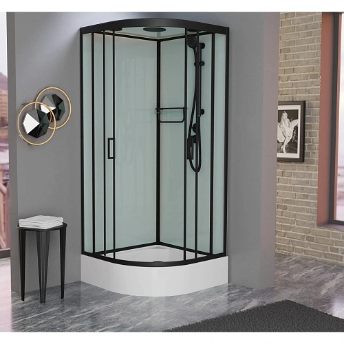 Душевая кабина Frank F409/1 Black черный профиль 90x90 139009 Душевая кабина Frank F409/1 Black черный профиль 90x90 139009