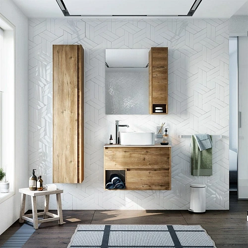 Тумба с раковиной STWORKI Карлстад 75 дуб рустикальный, роверелла, с отверстием для смесителя в стол 427817 Тумба с раковиной STWORKI Карлстад 75 дуб рустикальный, роверелла, с отверстием для смесителя в стол 427817