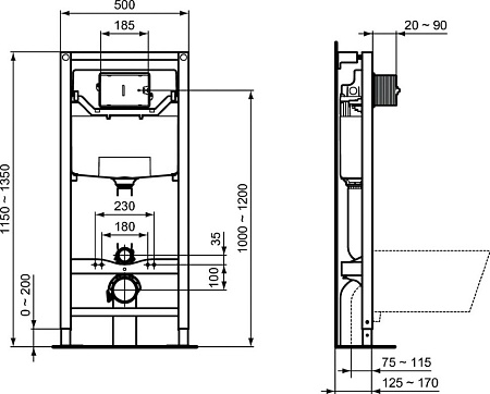 Инсталляция для унитаза Ideal Standard PROSYS R027767 Инсталляция для унитаза Ideal Standard PROSYS R027767