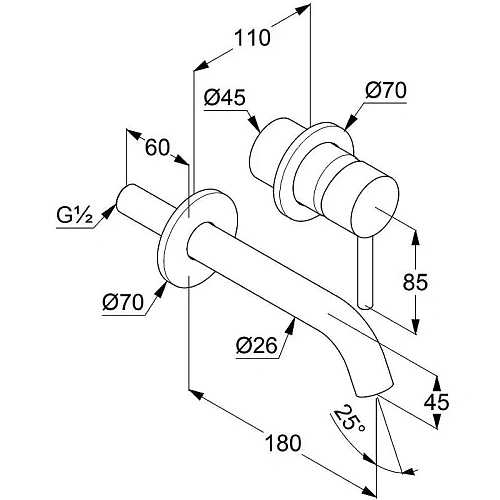 Смеситель для раковины Kludi BOZZ 38244N076S встраиваемый, брашированное золото Смеситель для раковины Kludi BOZZ 38244N076S встраиваемый, брашированное золото