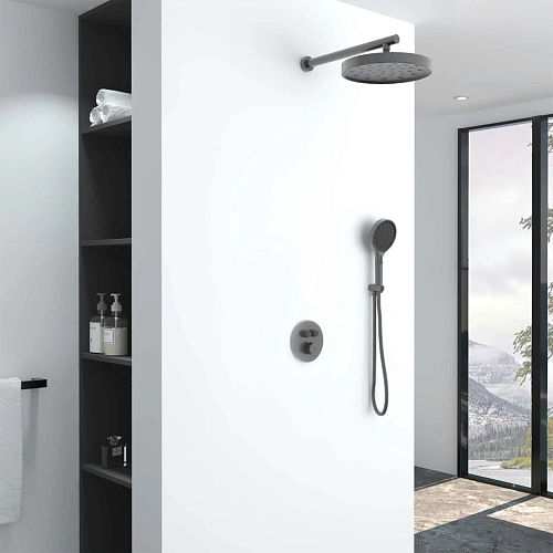 Душевая система Vincea Inspire VSFW-3I22MT2GM встраиваемый, термостат, вороненая сталь Душевая система Vincea Inspire VSFW-3I22MT2GM встраиваемый, термостат, вороненая сталь