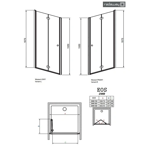 Душевая дверь Radaway EOS DWB 37813-01-01NR 80 см прозрачное стекло R Душевая дверь Radaway EOS DWB 37813-01-01NR 80 см прозрачное стекло R
