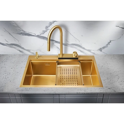 Кухонная мойка Milacio Denia 75 Steel (MC.77428) золото Кухонная мойка Milacio Denia 75 Steel (MC.77428) золото