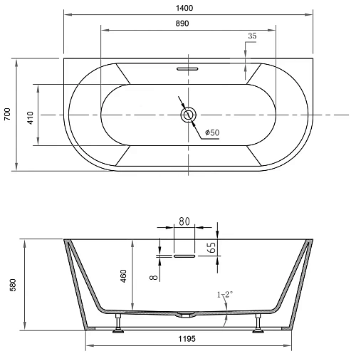 Акриловая ванна ABBER AB9503-1.4 белая Акриловая ванна ABBER AB9503-1.4 белая