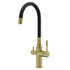 Картинка анонса товара «смеситель для кухни lemark expert lm5083lgn-black c гибким изливом, с подключением к фильтру, светлое золото нано/черный»
