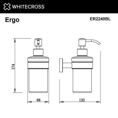 Дозатор жидкого мыла WHITECROSS Ergo ER2240BL черный матовый Дозатор жидкого мыла WHITECROSS Ergo ER2240BL черный матовый