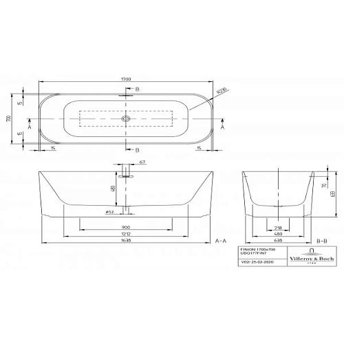 Ванна квариловая Villeroy & Boch Finion 170 x 70 см матовый UBQ177FIN7N100V1RW Ванна квариловая Villeroy & Boch Finion 170 x 70 см матовый UBQ177FIN7N100V1RW