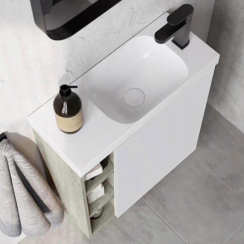 Корпус тумбы под раковину Aqwella Alba 60 R ALB0106RLS подвесной камень натуральный 600х700х250 мм Корпус тумбы под раковину Aqwella Alba 60 R ALB0106RLS подвесной камень натуральный 600х700х250 мм