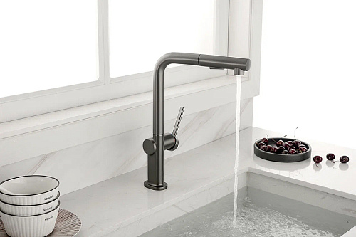 Смеситель для кухни Paulmark NEO вороненая сталь Ne214419-GM Смеситель для кухни Paulmark NEO вороненая сталь Ne214419-GM