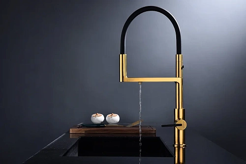 Смеситель для кухни Paulmark Tornado брашированное золото To213402-BG Смеситель для кухни Paulmark Tornado брашированное золото To213402-BG