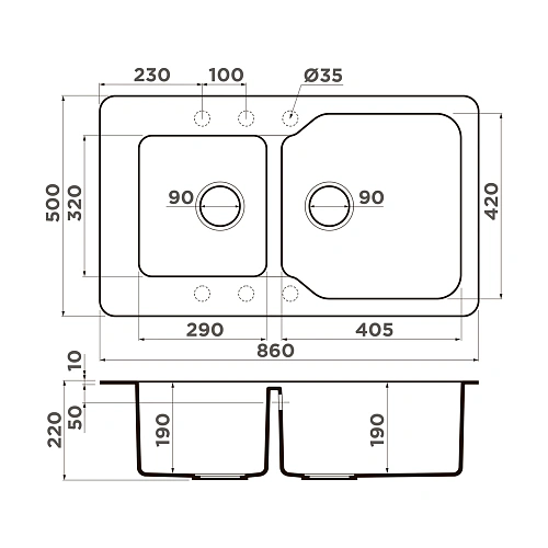 Кухонная мойка Omoikiri Maru 86-2-CH Tetogranit/бежевый 4993291 Кухонная мойка Omoikiri Maru 86-2-CH Tetogranit/бежевый 4993291