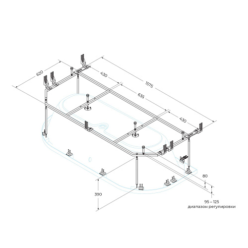 Каркас для ванны CEZARES METAURO-MF 1575x620 Каркас для ванны CEZARES METAURO-MF 1575x620
