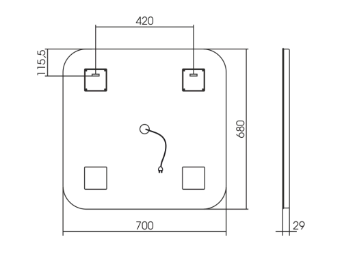 Зеркало Silver mirrors Стив 700х680 - 3 подогрев, часы, сенсорный выключатель ФР-1754 Зеркало Silver mirrors Стив 700х680 - 3 подогрев, часы, сенсорный выключатель ФР-1754