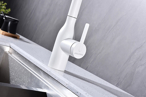 Смеситель для кухни Paulmark VIPER белый матовый Vi213105-WH Смеситель для кухни Paulmark VIPER белый матовый Vi213105-WH