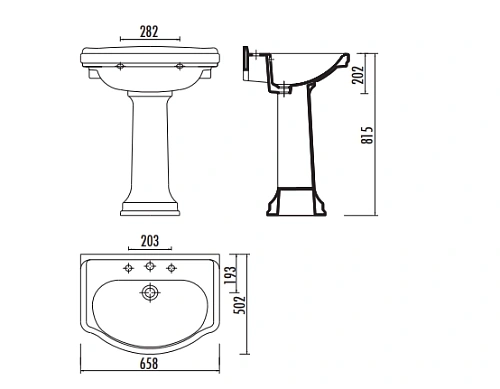 Пьедестал Creavit Klasik KL250-00CB00E-WA00 белый/золото декор Пьедестал Creavit Klasik KL250-00CB00E-WA00 белый/золото декор