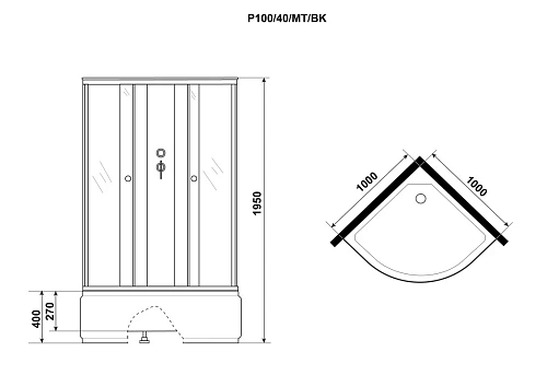 Душевая кабина Niagara Promo P100/40/MT/BK (1000х1000х1950) Душевая кабина Niagara Promo P100/40/MT/BK (1000х1000х1950)