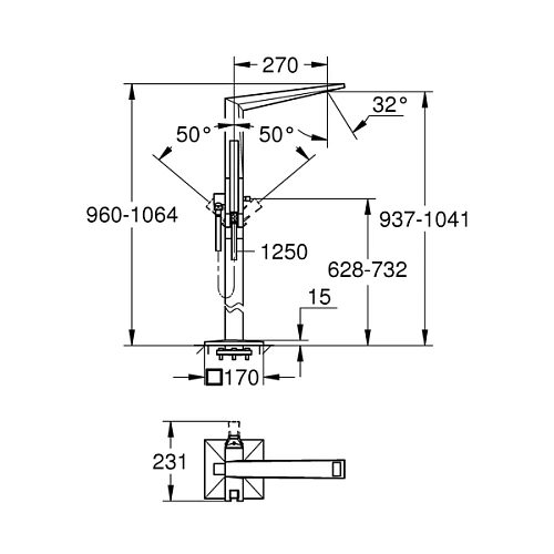 Смеситель для ванны GROHE Allure Brilliant с ручным душем, напольный, хром (23119000) Смеситель для ванны GROHE Allure Brilliant с ручным душем, напольный, хром (23119000)