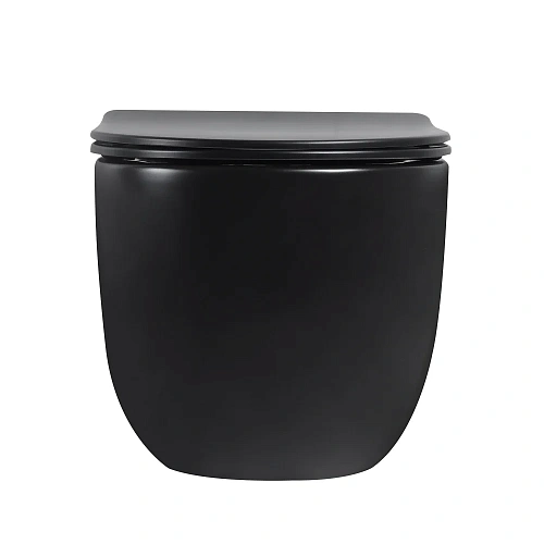 Унитаз подвесной ABBER Bequem AC1104TMB черный матовый, безободковый, смыв торнадо Унитаз подвесной ABBER Bequem AC1104TMB черный матовый, безободковый, смыв торнадо