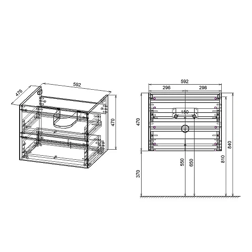 Тумба под раковину Vincea Luka 600 подвесная, 2 выкатных ящика soft-close, T.Oak VMC-2L600TO Тумба под раковину Vincea Luka 600 подвесная, 2 выкатных ящика soft-close, T.Oak VMC-2L600TO