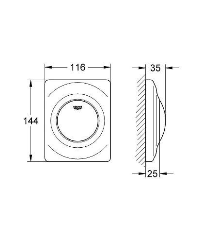 Клавиша смыва для писсуара GROHE Surf (1 режим смыва), альпин-белый (38808SH0) Клавиша смыва для писсуара GROHE Surf (1 режим смыва), альпин-белый (38808SH0)