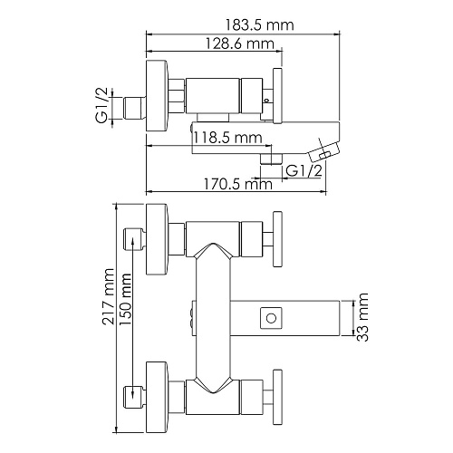 Смеситель для ванны WasserKRAFT Weser 7801 хром Смеситель для ванны WasserKRAFT Weser 7801 хром