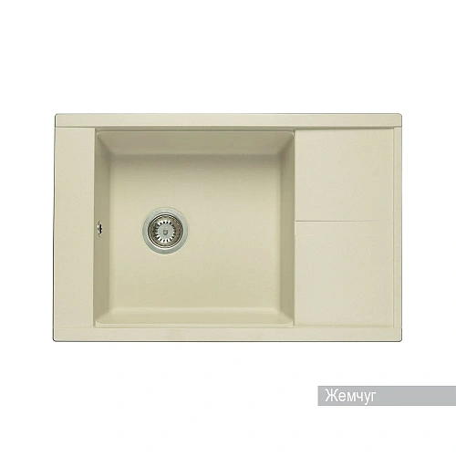 Кухонная мойка Aquaton Делия 78 1A715132DE240 из литого мрамора, прямоугольная, с крылом жемчуг Кухонная мойка Aquaton Делия 78 1A715132DE240 из литого мрамора, прямоугольная, с крылом жемчуг