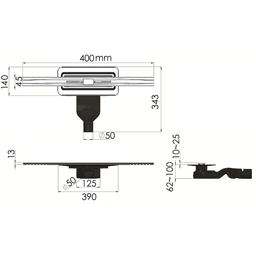 Душевой лоток BERGES SIMPEL 600, матовый хром, S-сифон D50 H60 боковой 090111 Душевой лоток BERGES SIMPEL 600, матовый хром, S-сифон D50 H60 боковой 090111