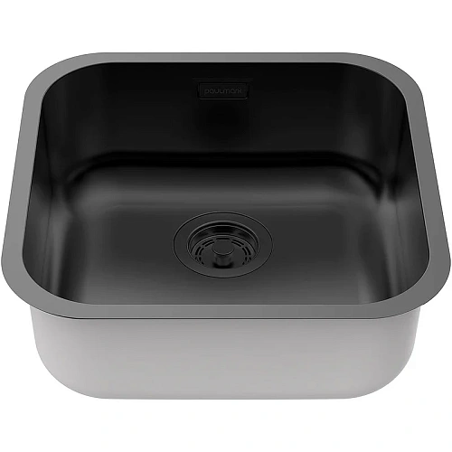Кухонная мойка Paulmark VELLO 44 UN VE44-MBN, матовый черный NANO-PVD, 446х446мм Кухонная мойка Paulmark VELLO 44 UN VE44-MBN, матовый черный NANO-PVD, 446х446мм