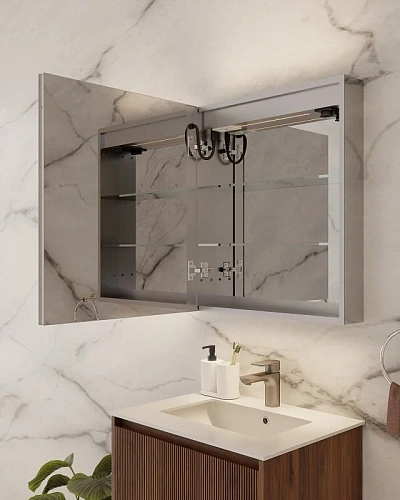 Зеркальный шкаф ArtDecco Elysian Reflect 60 AER06070MC в алюминиевой раме, с подсветкой Зеркальный шкаф ArtDecco Elysian Reflect 60 AER06070MC в алюминиевой раме, с подсветкой