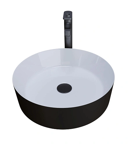 Раковина GROSSMAN Color GR-4040BW (360x360x115) черная белая внутри Раковина GROSSMAN Color GR-4040BW (360x360x115) черная белая внутри