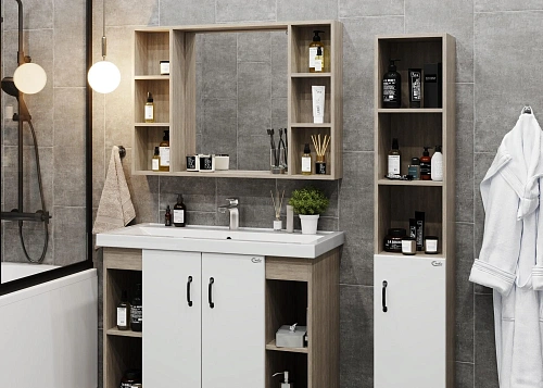 Зеркальный шкаф Onika Тимбер 100 см 210017 дуб сонома, универсальный Зеркальный шкаф Onika Тимбер 100 см 210017 дуб сонома, универсальный