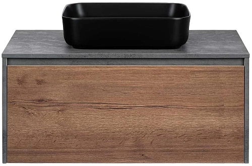 Тумба под раковину Vincea Mesa 1000 подвесная, 1 выкатной/1 скрытый ящик soft close, T.Oak + Beton VMC-2MS100TB Тумба под раковину Vincea Mesa 1000 подвесная, 1 выкатной/1 скрытый ящик soft close, T.Oak + Beton VMC-2MS100TB