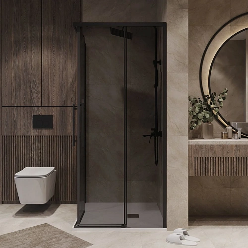 Душевой уголок Niagara Nova NG-2829-34BLACK (90x90x195) квадратная, раздвижная, черный матовый, стекло тонированное Душевой уголок Niagara Nova NG-2829-34BLACK (90x90x195) квадратная, раздвижная, черный матовый, стекло тонированное