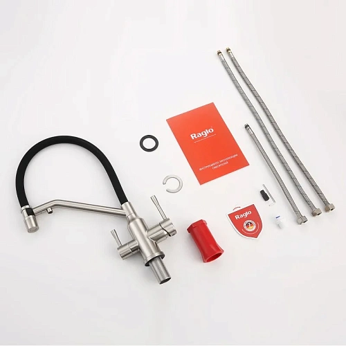 Смеситель для кухни Raglo R81.62.05 с гибким изливом с подключением к фильтру, сатин Смеситель для кухни Raglo R81.62.05 с гибким изливом с подключением к фильтру, сатин