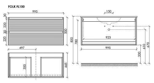 Тумба под раковину SANCOS Folk FL100CP 995х445х500 капучино, подвесная Тумба под раковину SANCOS Folk FL100CP 995х445х500 капучино, подвесная