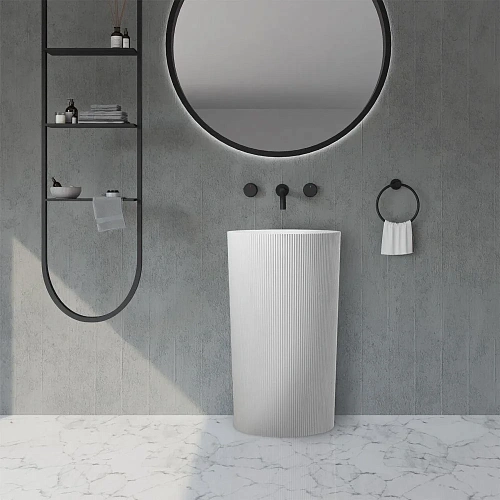 Раковина ABBER Stein AS2501-H отдельностоящая, белая матовая Раковина ABBER Stein AS2501-H отдельностоящая, белая матовая