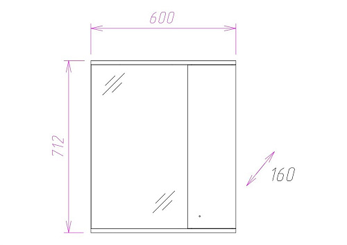 Зеркальный шкаф Onika НИКА 60.01 левый 206015 Зеркальный шкаф Onika НИКА 60.01 левый 206015