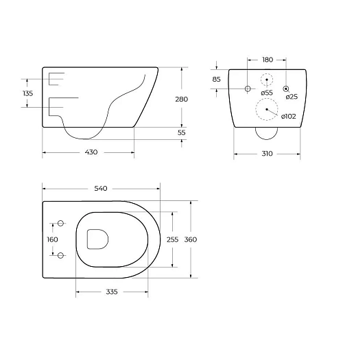 Унитаз подвесной CEZARES MOLVENO CZR-2468-TH-R/CZR-2011-SC безободковый с сиденьем Унитаз подвесной CEZARES MOLVENO CZR-2468-TH-R/CZR-2011-SC безободковый с сиденьем