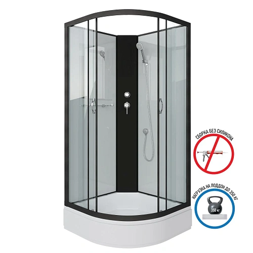 Душевая кабина Niagara Classic NG-6702-14BK (1000х1000х2000) средний поддон (26см) стекло прозрачное черные профиля 67021414BK Душевая кабина Niagara Classic NG-6702-14BK (1000х1000х2000) средний поддон (26см) стекло прозрачное черные профиля 67021414BK