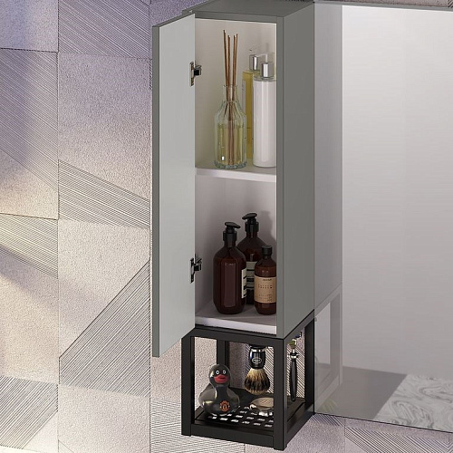 Зеркальный шкаф Opadiris Треви 80 серый/матовый антрацит(петли слева) trevi-80-l-b Зеркальный шкаф Opadiris Треви 80 серый/матовый антрацит(петли слева) trevi-80-l-b