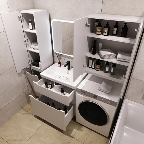 Тумба под раковину Style Line Марелла 70 Люкс антискрейтч белый матовый, PLUS напольная СС-00002398 Тумба под раковину Style Line Марелла 70 Люкс антискрейтч белый матовый, PLUS напольная СС-00002398